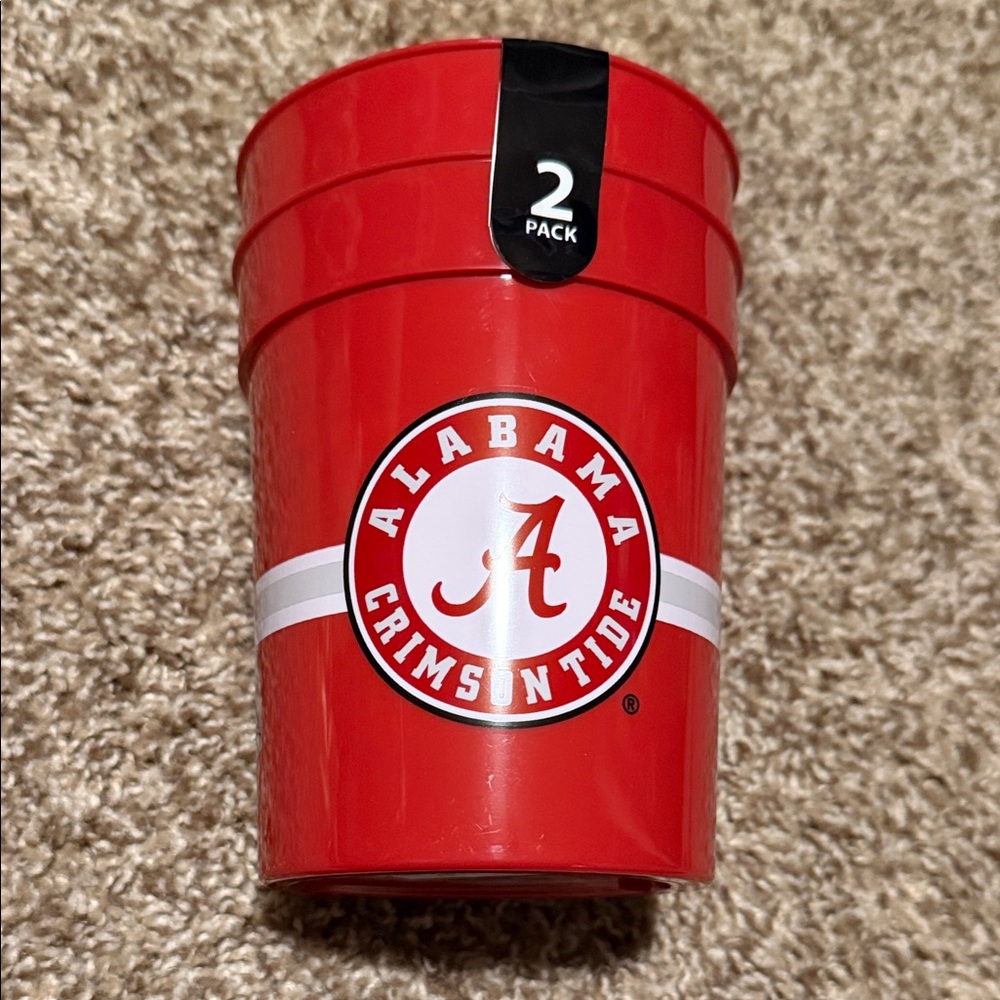 Set of 2 Alabama Crimson Tide plastic logo cups (new)
